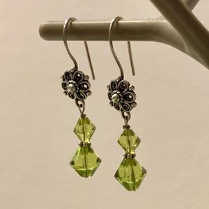 Green and silver earrings